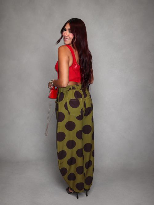 Barrel Green Polka Dots